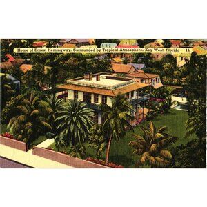 Home Of Ernest Hemingway Key West FL Vintage Postcard Tropical Setting Pre-Owned